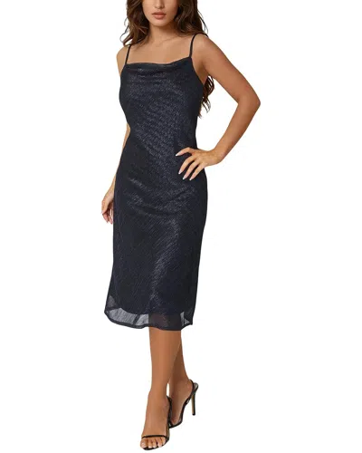 Bebe Pleat Cowl Midi Dress In Blue