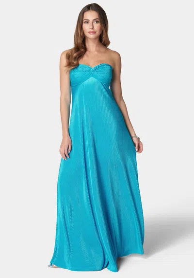 Bebe Plisse Empire Maxi In Blue