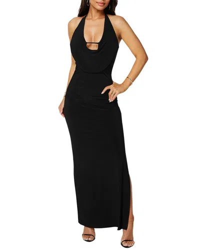 Bebe Plunge Neck Cowl Maxi Dress In Black