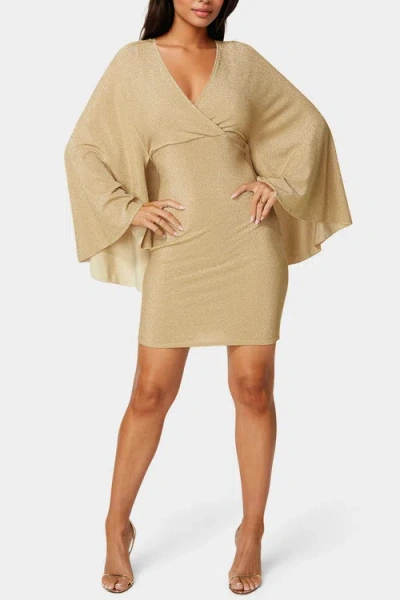 Bebe Plunge Neck Drama Cape Dress In Brown
