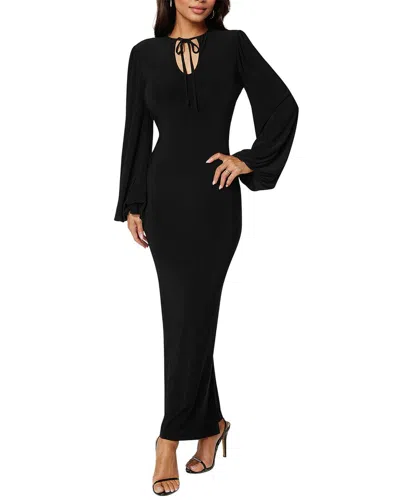 Bebe Poet Sleeve Tie Neck Maxi Dress In Black
