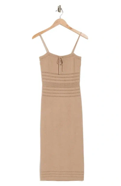 Bebe Pointelle Detail Knit Dress In Taupe