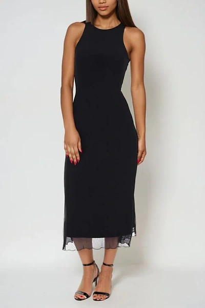 Bebe Power Mesh A-line Midi Dress In Black, Women's At Urban Outfitters