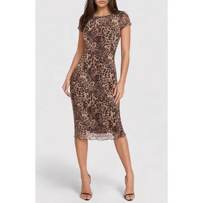 Bebe Power Mesh T-shirt Maxi Dress In Brown
