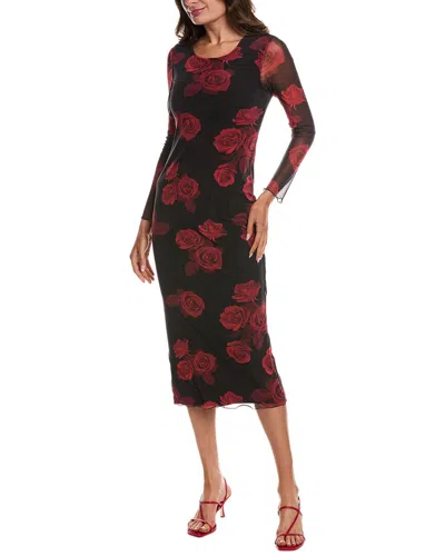 Bebe Powermesh Midi Dress In Red