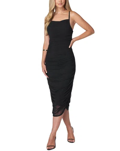 Bebe Emmaline Shirred Mesh Slip Dress In Black