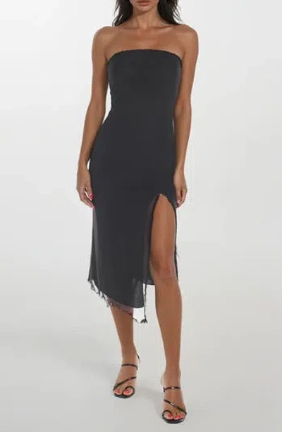 Bebe Powermesh Strapless Midi Dress In Black
