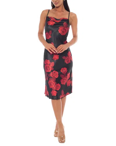 BEBE BEBE PRINT SATIN SLIP MIDI DRESS