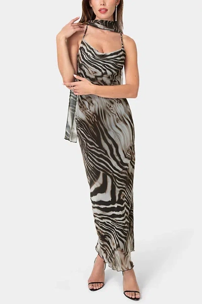 Bebe Print Chiffon Cowl Maxi Dress In Multi