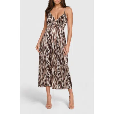 Bebe Printed Chiffon Maxi Dress In Brown