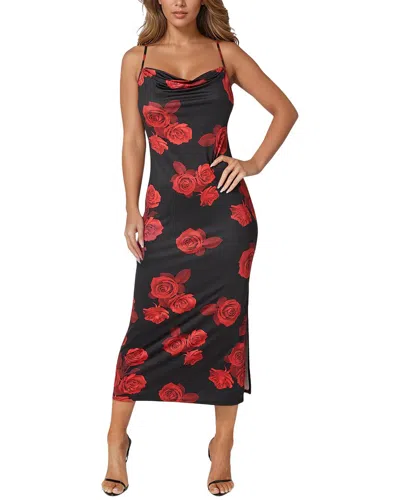 Bebe Printed Jersey Maxi Slip Dress In Red
