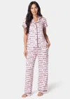 Bebe Printed Notch Collar Pant Set In Blush