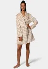 Bebe Printed Plush Robe In Warm Taupe