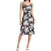 Bebe Printed Satin Bias Midi Dress In Black/floral