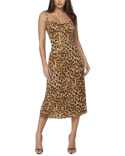 Bebe Printed Satin Cowl Midi Dress In Animal Print
