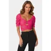 Bebe Puff Sleeve Lace Top In Pink