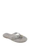 Bebe Python Embossed Thong Sandal In Silver