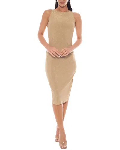 Bebe Racer Neck Milan Metallic Maxi Dress In Brown