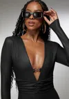 Bebe Rectangular Sunglasses In Jet