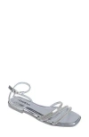 Bebe Rhinestone Ankle Strap Sandal In Silver