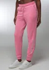 Bebe Rhinestone Detail Velour Jogger In Pink Taffy