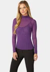 Bebe Rhinestone Embellished Mesh Top & Cami In Imperial Purple