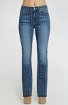 Bebe Rhinestone Embellished Straight Leg Jeans In Blue