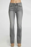 Bebe Rhinestone Embellished Straight Leg Jeans In Gray