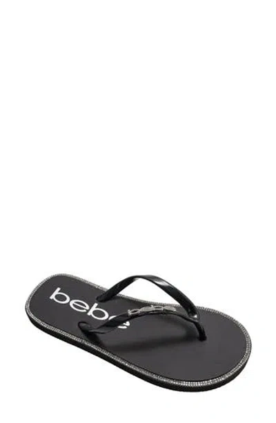 Bebe Rhinestone Flip Flop In Black