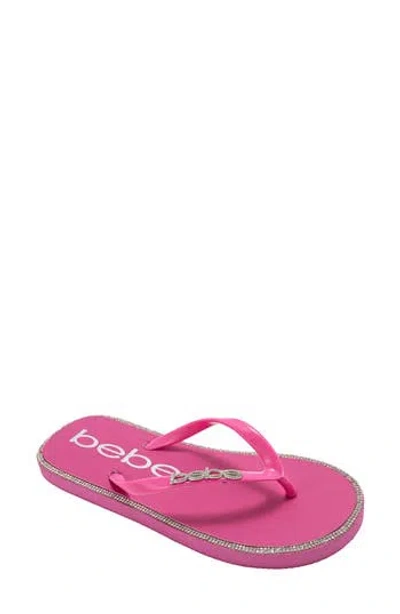 Bebe Rhinestone Flip Flop In Pink