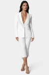 Bebe Rhinestone Fringe Tailored Blazer In White