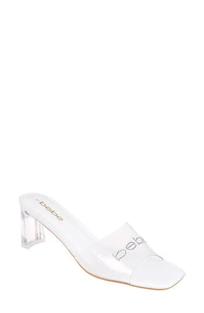Bebe Rhinestone Logo Clear Slide Sandal