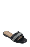 Bebe Rhinestone Slide Sandal In Black/white