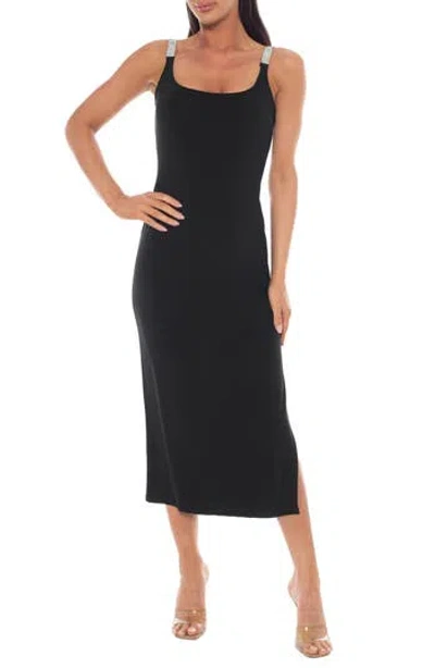 Bebe Rhinestone Strap Jersey Tank Dress In Black