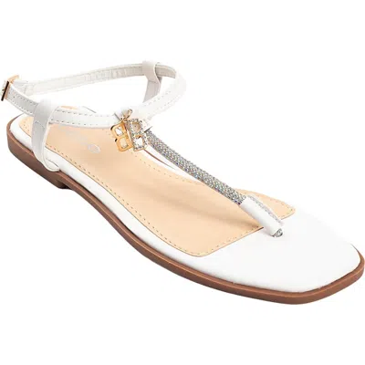 Bebe Rhinestone T-strap Sandal In White