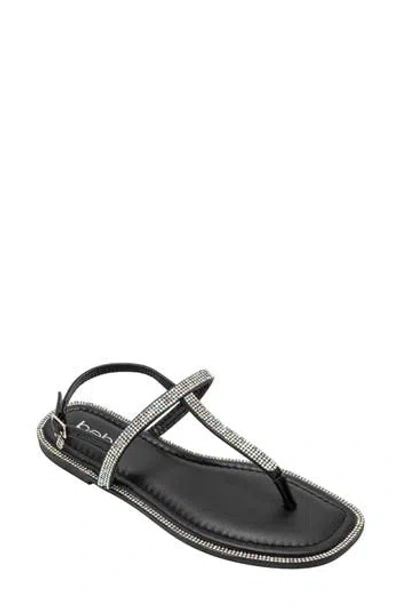 Bebe Rhinestone T-strap Sandal In Black