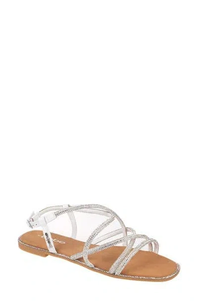 Bebe Rhinestone Tubular Sandal In White