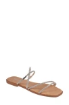 Bebe Rhinestone Tubular Slide Sandal In Tan