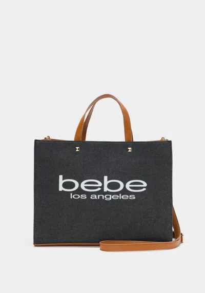 Bebe Rian Denim Tote In Brown