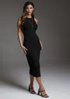 Bebe Rib Sleeveless Maxi Dress With Necklace In Black