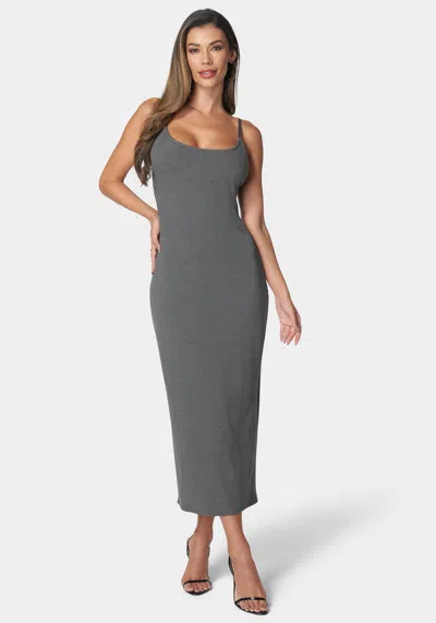 Bebe Rib Tank Maxi Dress In Charcoal