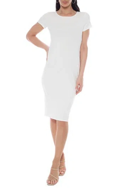 Bebe Ribbed Knit Body-con Midi Dress In White