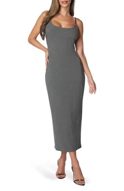Bebe Rib Tank Maxi Dress In Charcoal
