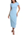 Bebe Short Sleeve Ribbed Midi Dress In Blue