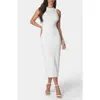 Bebe Ribbed Midi Tank Dress In White