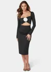 Bebe Rosette Midi Dress In Black,white