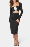 Bebe Rosette Midi Dress In Black/white