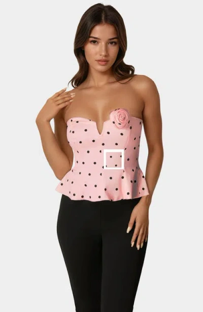 Bebe Rosette Satin Corset In Pink