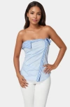 Bebe Ruched Asymmetric Top In Blue