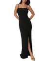Bebe Ruched High Slit Solid Dress In Black